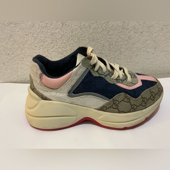 Gucci Rhyton Mixed Media GG Canvas Sneaker size 37 - Picture 1 of 16